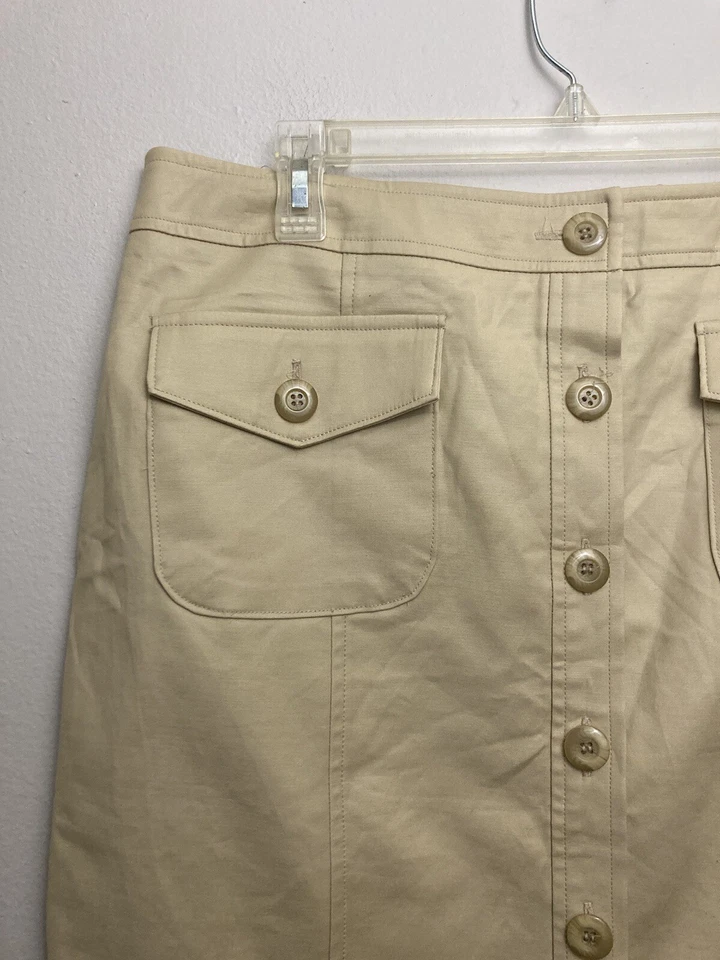 Falda Pantology Beige Caqui Botón Delantero Recto 16 Nuevos con Etiquetas Bolsillos Algodón Campamento Foto 3 de 4