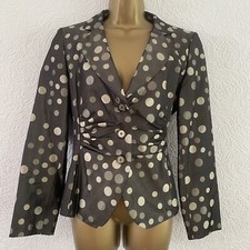 Ladies Blazer Jacket 12 Brown Cream Mix Basler Silk Bnwot Spots Ruched Party