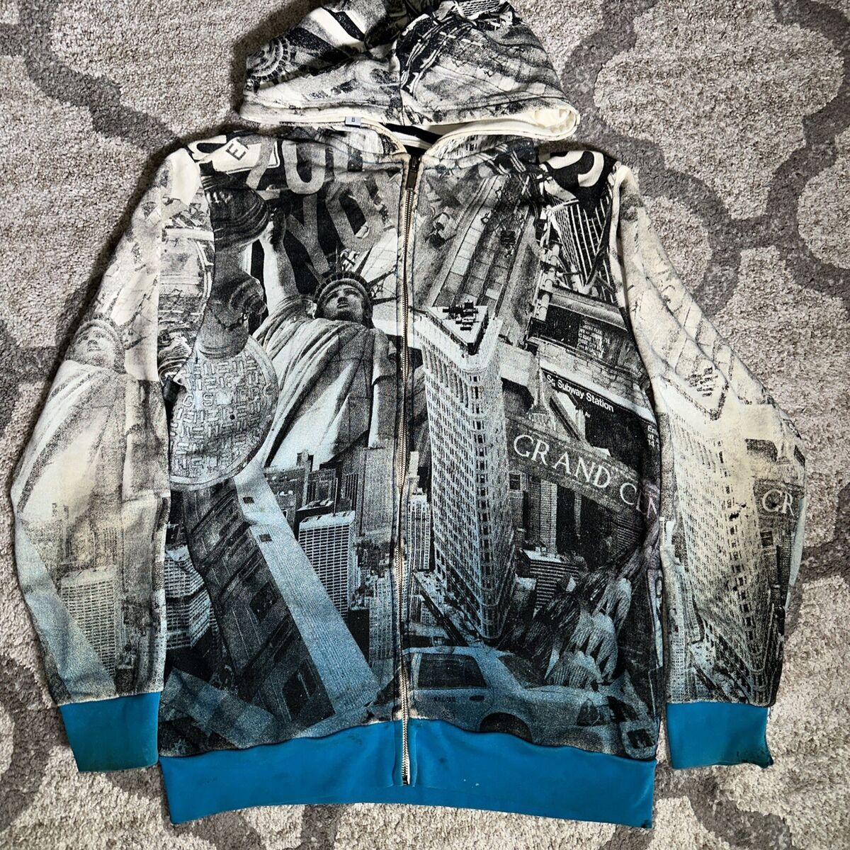 Vtg Y2K Zoo York Zip Hoodie Mens XL All Over Print NYC Vtg Y2K Zoo York Zip Hoodie Mens XL All Over Print NYC
