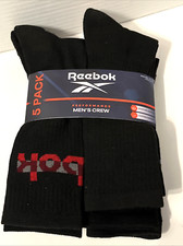 Reebok Performance Men's Crew Socks 5 Pack Moisture Control Shoe Size 6 - 12.5