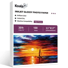 Koala Thin Photo Paper 11x17 30lb 115g Glossy Printer Paper 100 Sheets Inkjet