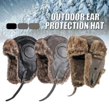 Aviator Pilot Faux Leather Winter Ski Fur Military Army Airman Cap Cycling USA