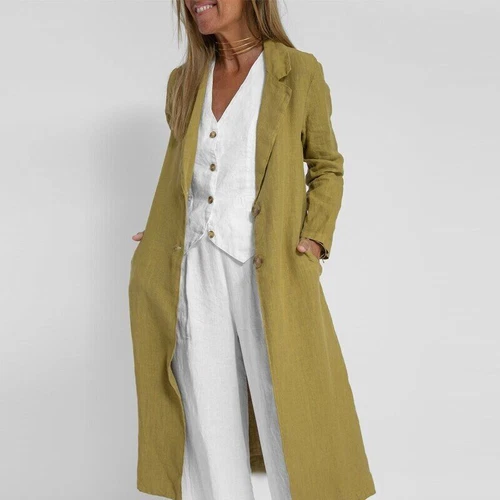 Women's suit jacket vest/top+pants new patchwork cotton linen casual set - Bild 4 von 34