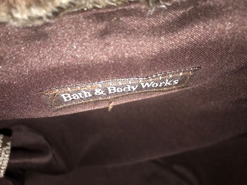 Bath And Body Works Rattan Brown/Gray Faux Fur Tote Bag Lined Good Condition - Picture 3 of 6