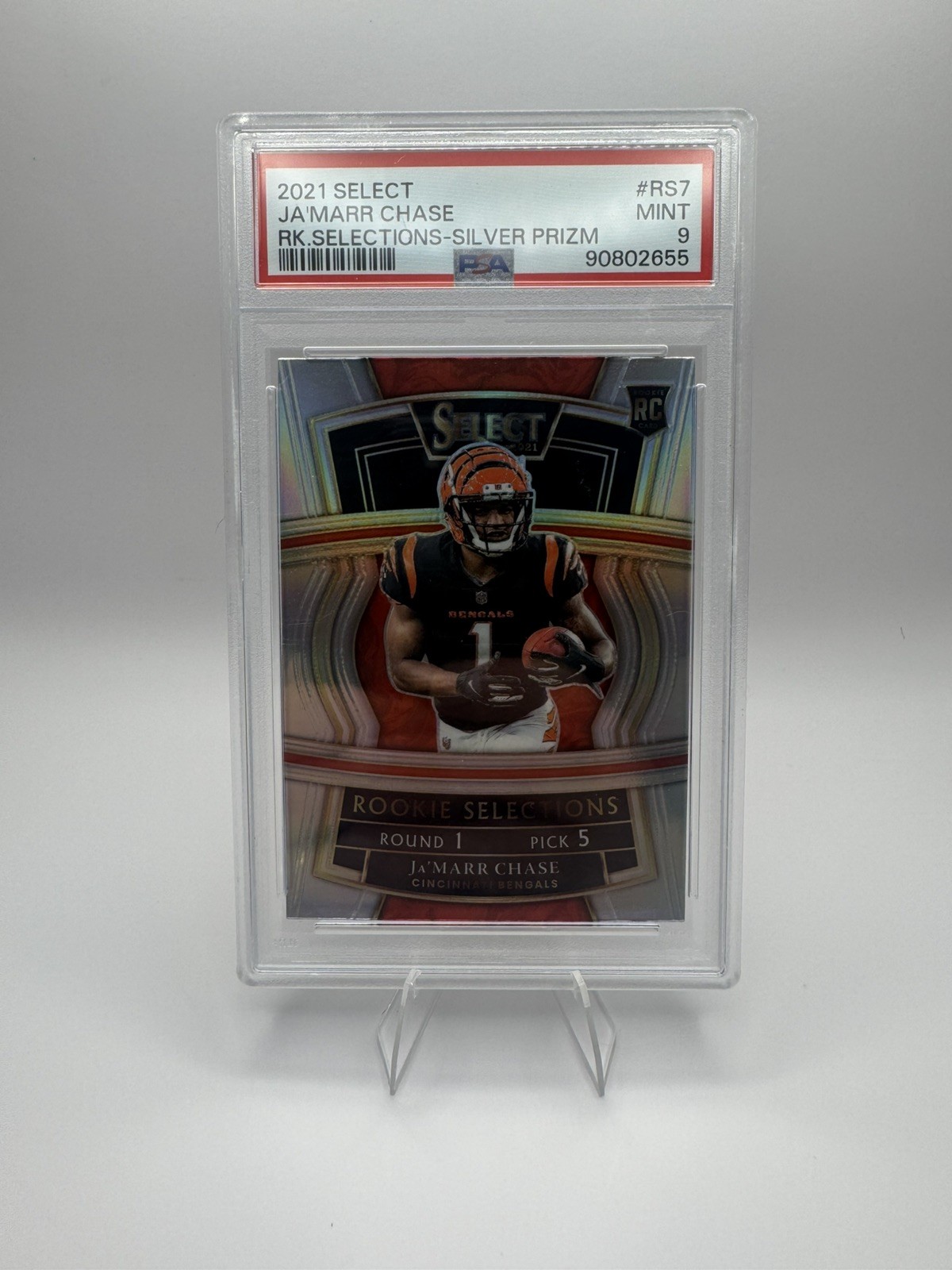 Ja'Marr Chase 2021 Panini Select Rookie Selections Silver Prizm RC PSA 9