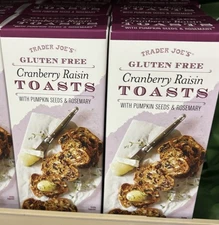 2 Packs Trader Joe’s Gluten Free Cranberry Raisin Toasts  5 oz Each