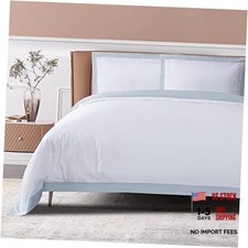 100 Luxury Long King/Cal King Set 105 x 93", 20"x36" White Misty Blue