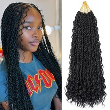 9Packs 18 Inch Senegalese Twist Crochet Hair with Curly Ends Boho Island Twis...
