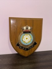 Vintage Wall Shield Plaque Featuring The Crest of The HMS York! Royal Navy