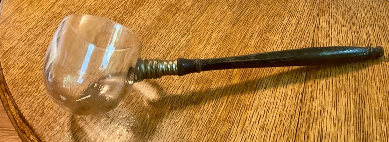 Antique 1896 J. Marbury Heavy Glass Dipper/Ladle 13.5"