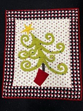 Handmade Art Quilt Wall Hanging Tipsy Tree christmas 24" x 28" 1995 homemade art
