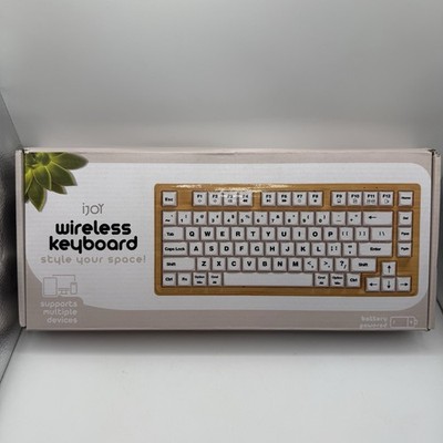 iJoy Wireless Keyboard Wood Style 82-Key USB 2.0 Multi-Device Open Box