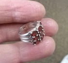 Vintage Sterling Silver and Red Garnet Ring 9 Stones Size 7