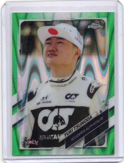 2021 Topps Chrome F1 - Yuki Tsunoda #49 Green RayWave Refractor /99 (RC)