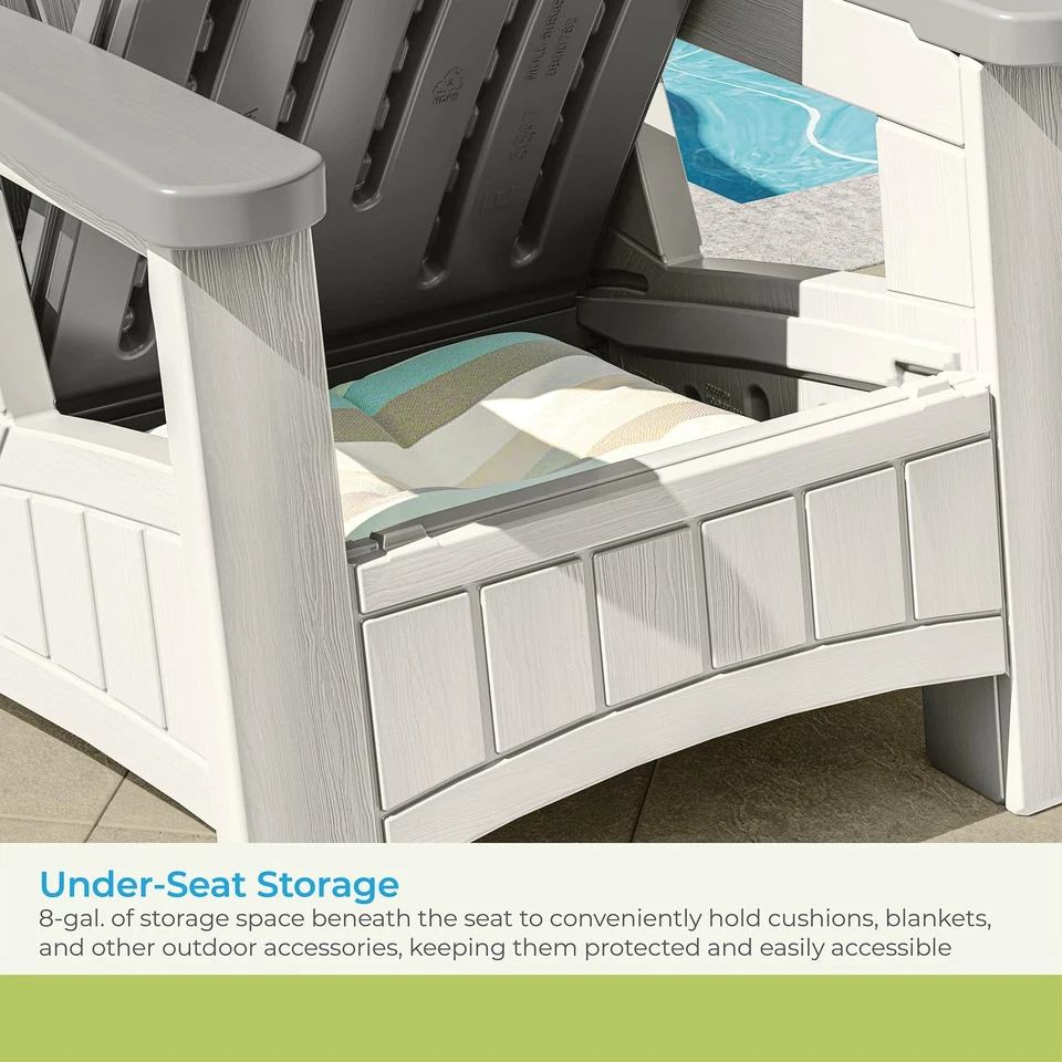 Outdoor Patio Adirondack Chair with 8 Gallons of Under-Seat Storage, Stylish ... - Image 4 of 4