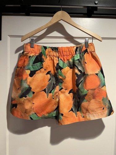 Topshop Abstract Print Drawstring Cotton Shorts in Orange - Size 12 - Afbeelding 6 van 8