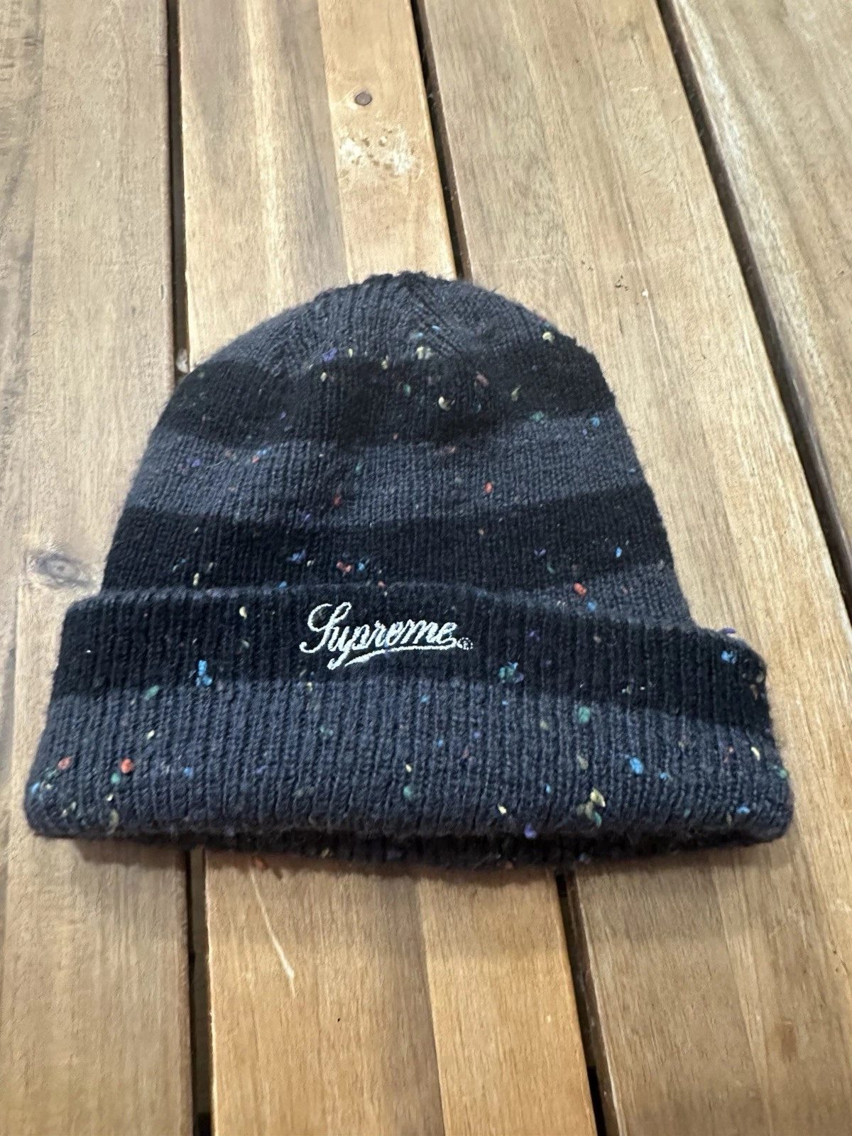 Supreme Speckle Beanie F/W 2018 bleu marine décontracté streetwear chapeau rare 0570 057 300