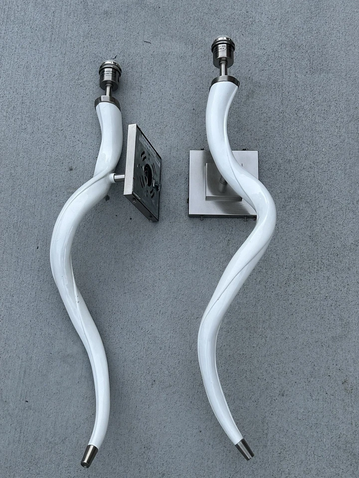 RARE-Vintage Lot of 2 PAIR Arteriors Adonia 34" Tall 1 Light Wall Sconces Nickel - Image 4 of 4