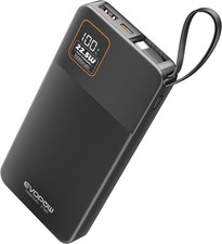 10000mAh Portable Charger Power Bank 22.5W USB-C Fast Charging Slim Black