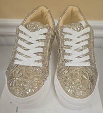NIBWD: Betsey Johnson Gold Lace-Up Platform Sneakers - Size 6