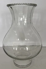 Oil Lamp Chimney Beaded Edge Large Glass 9” Tall x 6” Wide 3” Fitter Vintage