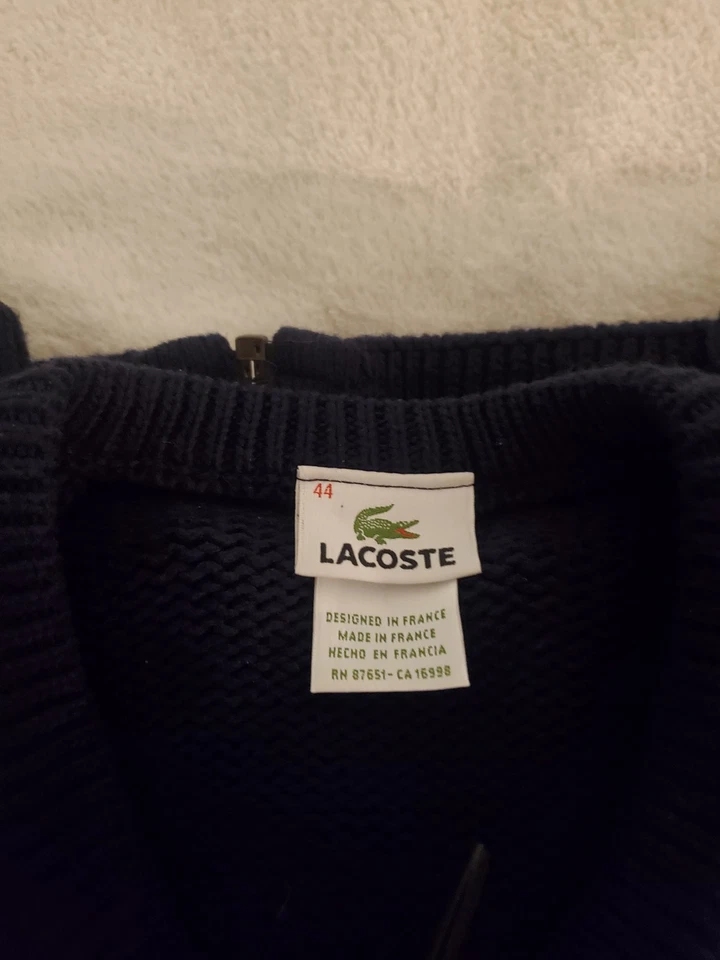 Suéter negro manga larga cremallera completa grande (44) Lacoste para mujer Foto 2 de 4