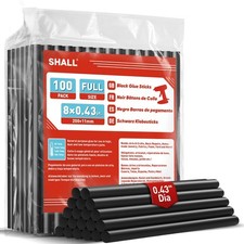 Full Size Hot Glue Sticks, 0.43” Dia x 8” Long, 100 Pack Black Glue Gun Stick... 0.42 per gallon