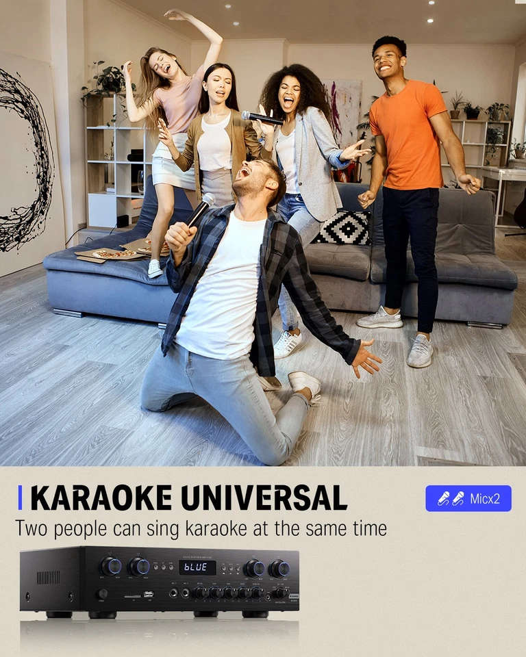 ♬Donner 4 Channel Amplifier Bluetooth Stereo Audio Home Amp 4 CH 440W Peak Power - Image 4 of 4