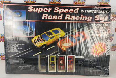 SUPER SPEED ROAD RACING SET BATTERY OPERATED 4 CARS TRACK 94'' TRACK VINTAGE