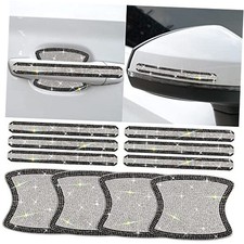 10PCS Car Door Handle Bling Rhinestones Stickers Universal Auto Black  Sliver