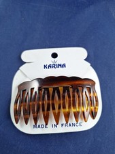 Vtg Karina French Faux Tortoise 2 3/4" Lucite Hair Comb Made In France 5-F3