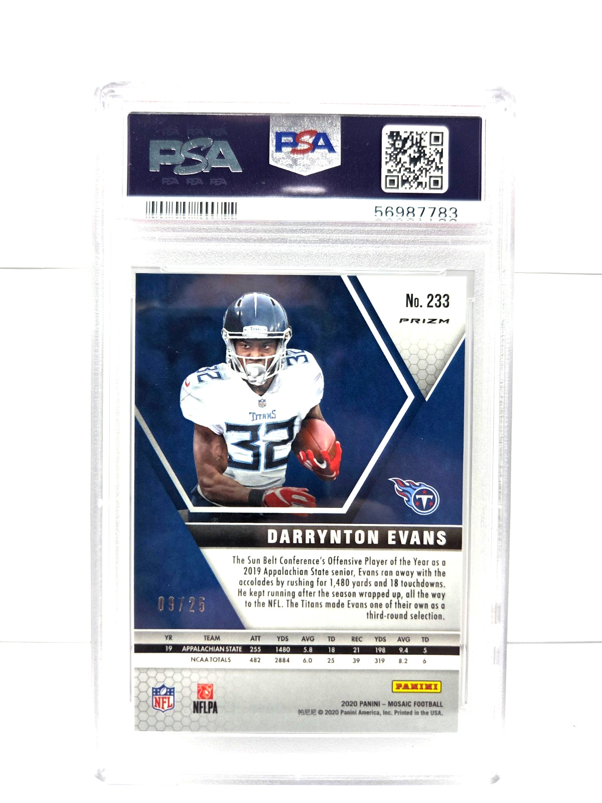 2020 WHITE MOSAIC DARRYNTON EVANS RC Rookie Football Card /25 PSA 10 GEM MINT