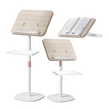 2-in-1 Wooden Music Stand, Floor  Tabletop Sheet Music Stand with Tray white