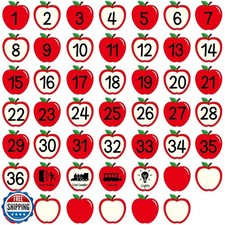 48Pcs Floor Stickers for Classroom Decorations Apple Number Line Up Spots Sti