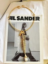 Schiaparelli 18k Gold Plated Vintage Fishbone Necklace Statement Piece Jewelry