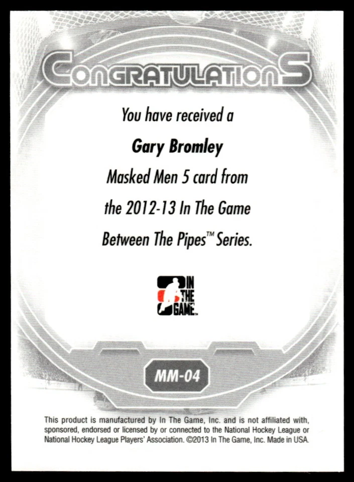 2013-14 In The Game Between Pipes Masked Men Viktor Fasth Anaheim Ducks #MM-04 - Image 2 of 2