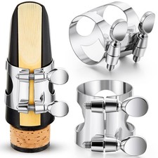 2 Pcs Clarinet Ligature B Flat with Adjustable Screws - Silver silver