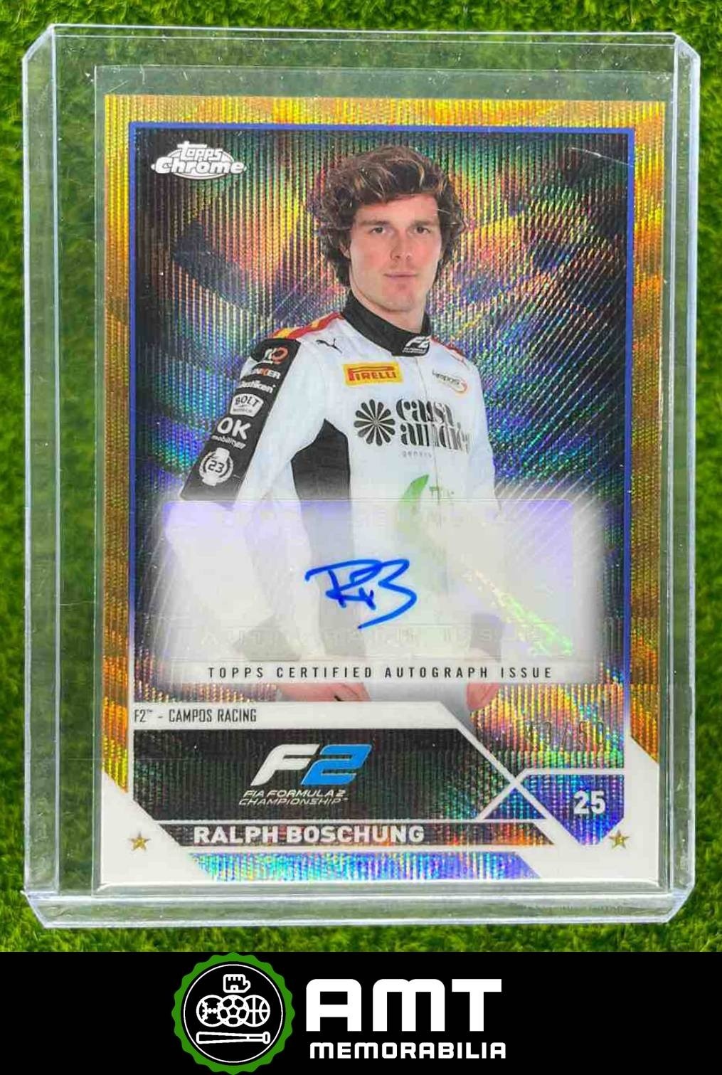 Ralph Boschung 2023 Topps Chrome Formula 1 43/50 Auto Gold Wave Refractor CAC-RB