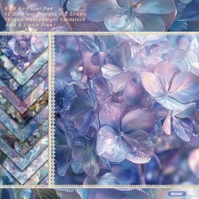 24Pcs Purple Flowers Scrapbook Paper Pad Journal Album Decor Card Making Crafts