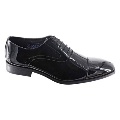 Goor Burnmoor Herren Lack PU Leder Oxford Smart Freizeitschuhe Schwarz