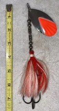 Custom Spinnerbait Lure – Red/White/silver Double Treble Musky Spinnerbait