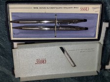 Vintage Cross Classic Chrome Ballpoint Pen Mechanical Pencil Set In Box