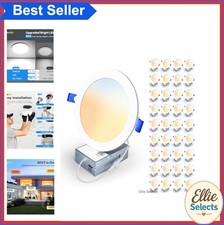 6 Inch LED Recessed Light 5CCT Dimmable 1200LM 12W IC Rated Wafer Downlight 36