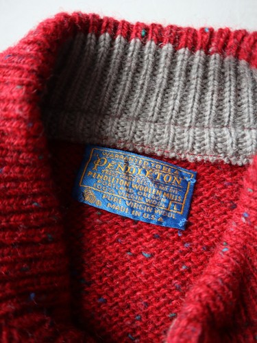 Vintage 70s Pendleton Henley Virgin Wool Knitted Sweater Size L Made in USA - Picture 3 of 5