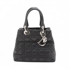 Christian Dior Cannage Leather Hand bag Black Missing internal parts