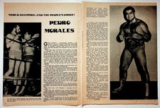 Pedro Morales WWE Wrestling Yearbook Print 1973 Magazine Page Black White