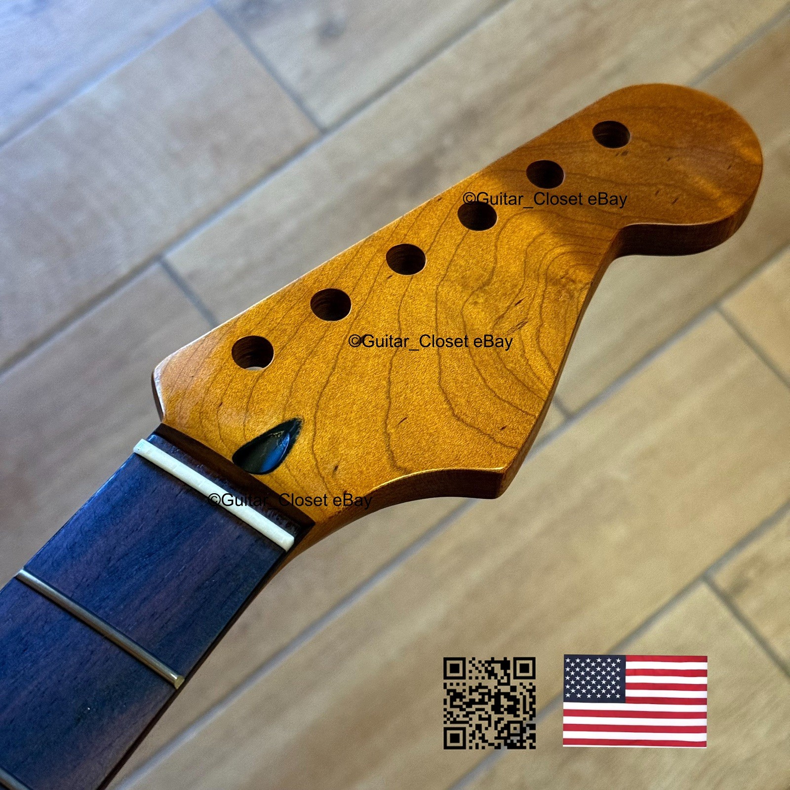 Roasted Figured Maple Rosewood Strat Neck Satin Fit Warmoth Fender body SR027  