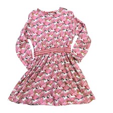 Mini Boden Girls Pink Unicorn Rainbow Long Sleeve Jersey Dress NWOT Size 9-10Y