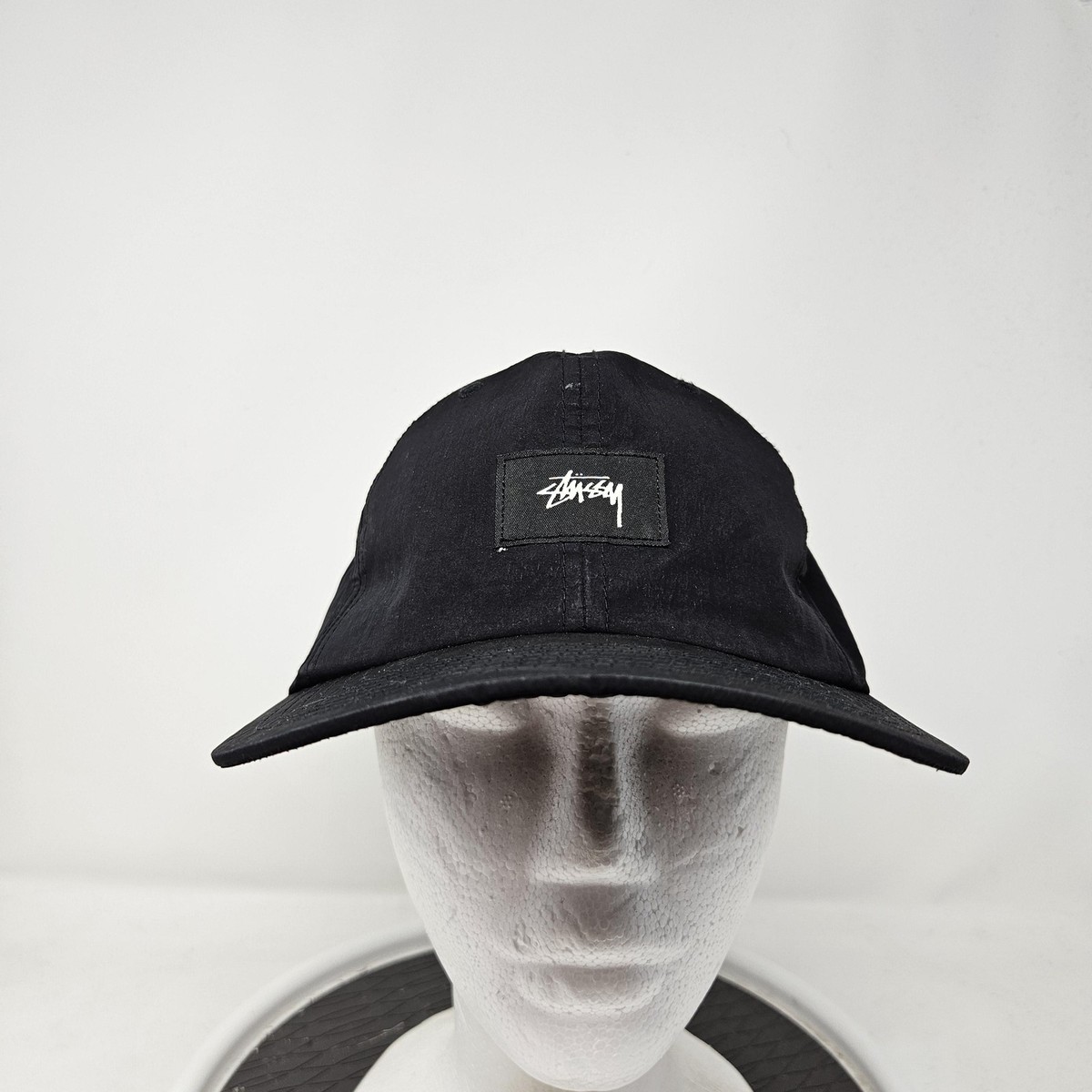 Stussy Hat Cap Strap Back Black Nylon Patch Embroidered Dad Mens