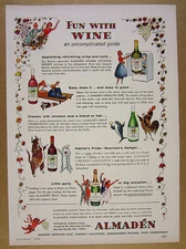1958 Almaden Wines sherry rose chardonnay cabernet champagne vintage print Ad